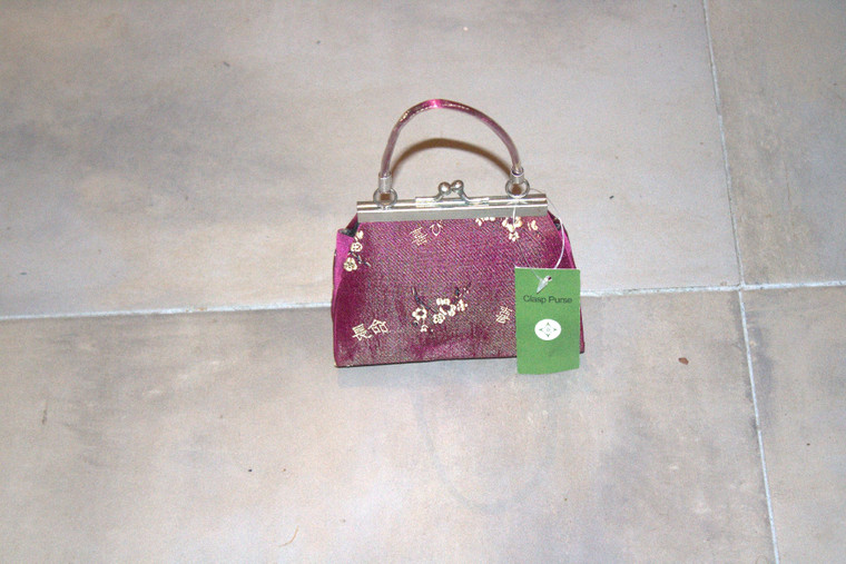 Vintage Oriental Burgundy Silk Clasp Purse