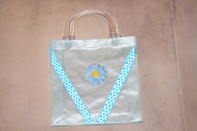 Vintage Blue Iridescent V Daisy Girl's Tote Bag