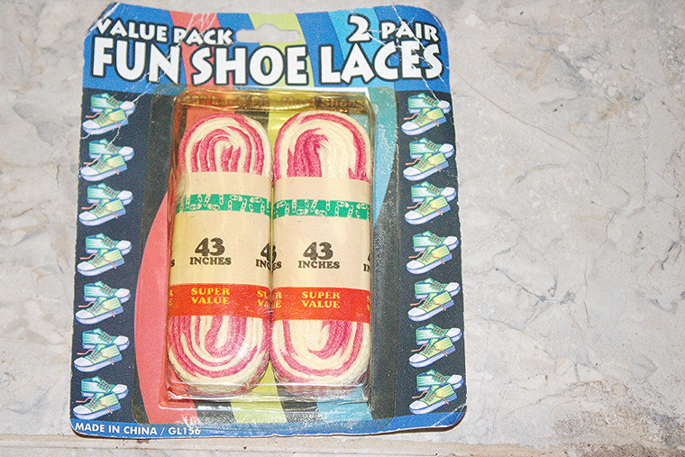 Fun Shoelaces 2 Pair Pink & White Value Pack Laces