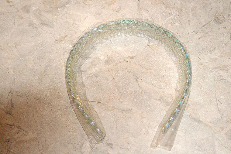 Iridescent Green Hearts Comb Headband