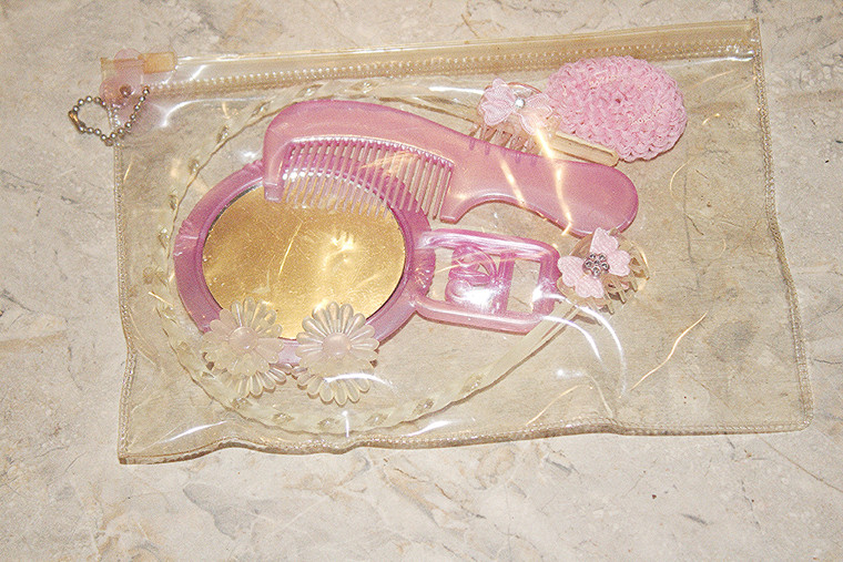 Post Vintage Children's Comb & Real Glass Mirror Set Pink
