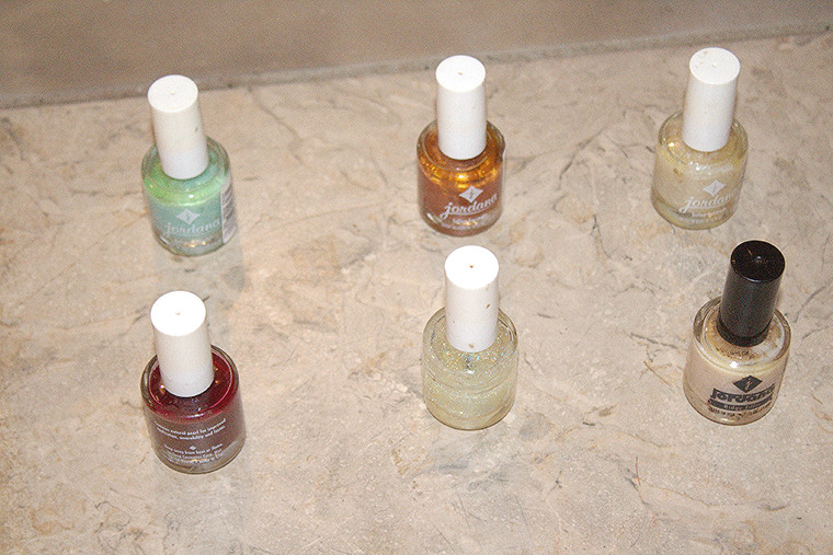 6-Pc Jordana Assorted Colors Lylac/Ocean Frost/Brown/Crystal Glitter/Ridge Filler/Oro Nail Polish