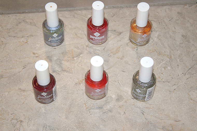6-Pc Jordana Assorted Colors Blush Summer/Mauve/Brown/Pink Frost/Silver Blue/Silver Glitter Nail Polish