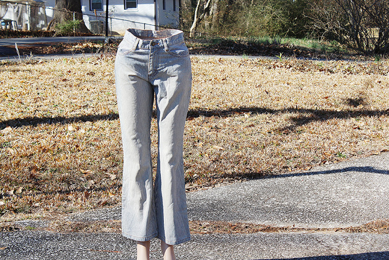 Vintage Lee Slim Fit Pin Stripe Bell Bottom Denim Jeans