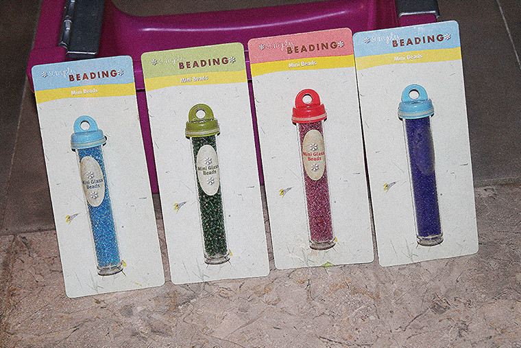 Simply Beading 4-Tube Trypan Blue/Pink/Green/Sky Blue Mini Glass Beads