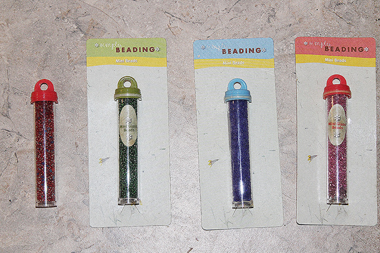 Simply Beading 4-Tube Trypan Blue/Pink/Green/Red Mini Glass Beads