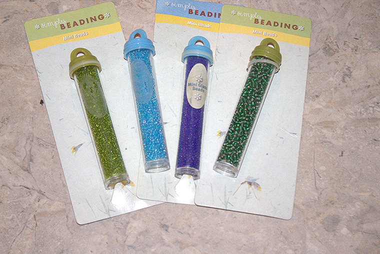 Simply Beading 4-Tube Green/Yellow Green/Trypan & Sky-Blue Mini Glass Beads