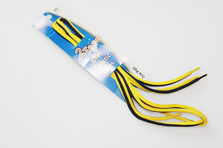 45" 2 Tone Yellow & Black Oval Athletic Laces