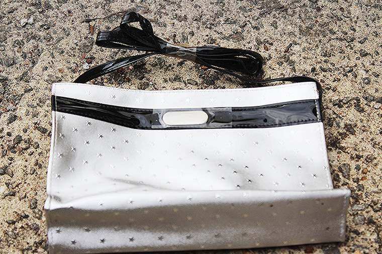 Shiny, Silver Reflective Star Design Zippered Cosmetics/Toiletries Clutch/Shoulder Strap Bag