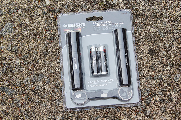 Husky 2-Pack Aluminum LED Flashlight & Key Chain