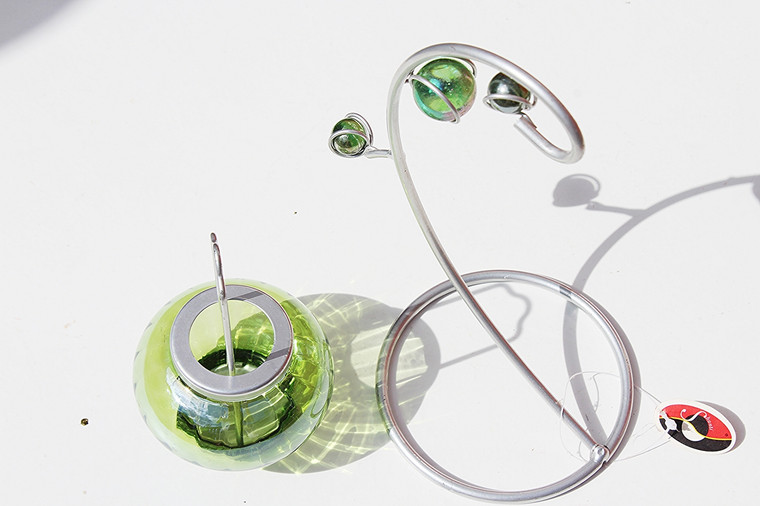 Metal & Green Glass Fragrance Holder