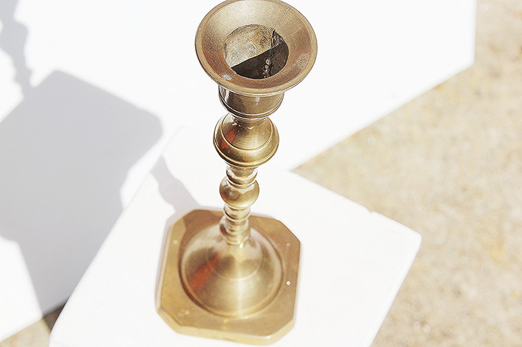 Vintage Wrought Iron Brass Candle Holder