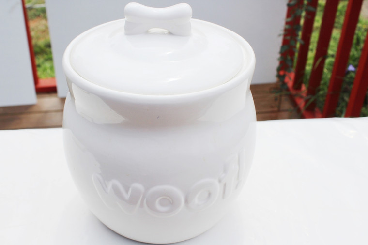 Vintage Woof! Ceramic Doggie Food Storage Canister