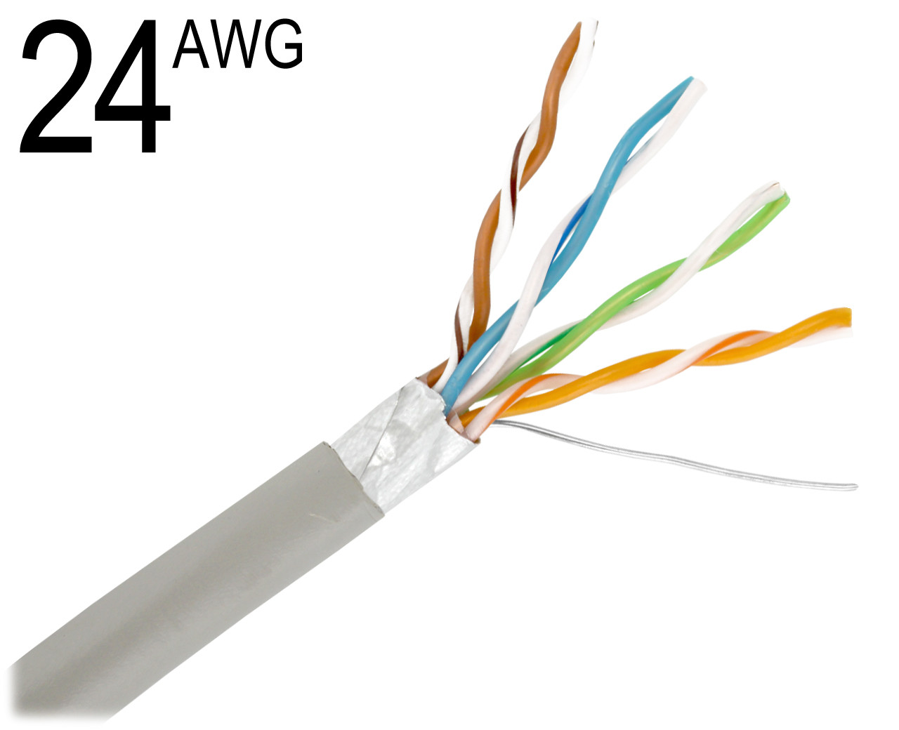 CAT5, 24 AWG, Shielded Solid Bare Copper