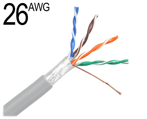 CAT6, 26 AWG, Shielded Solid Bare Copper