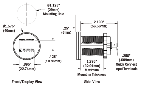 Blue Sea Systems Mini OLED DC Voltmeter 1733