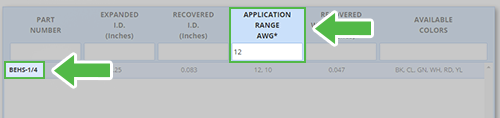 Step 4: Enter your data and receive the applicable part numbers