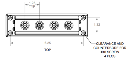 600a Bus Bar 4-stud (3/8 Inch) M10 High Current Copper Busbar Termi