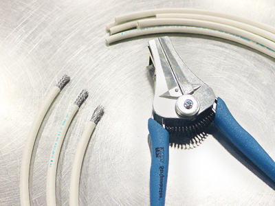 Wire stripper in use Wire stripper in use