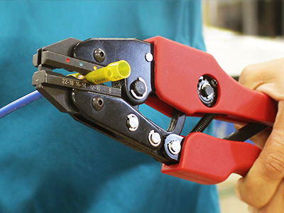 Wire crimper in use Wire crimper in use