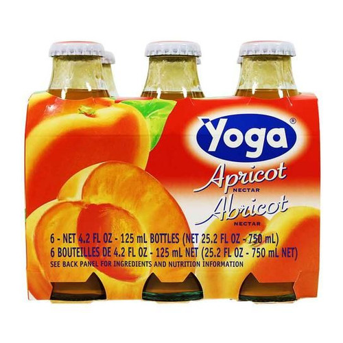 Apricot Nectar, Yoga, Italy, 6 Bottles x 4.2 fl oz each (125 ml each)