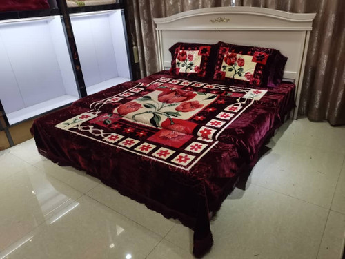 Istanbul Collection 4 PC Blanket Set - Burgundy