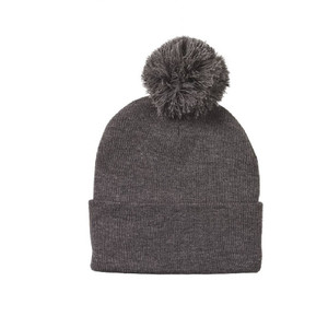 Gray Pom Pom Beanie