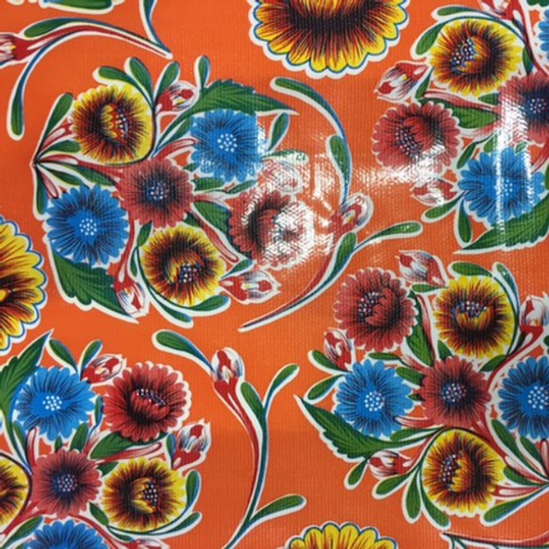 Sweetflower Orange Tablecloth Vinyl 54 Inch (Oilcloth)