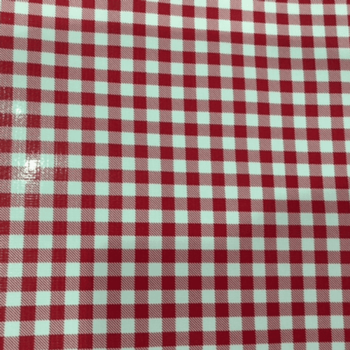Mini Gingham Red Check Tablecloth Vinyl 54 Inch (Oilcloth)