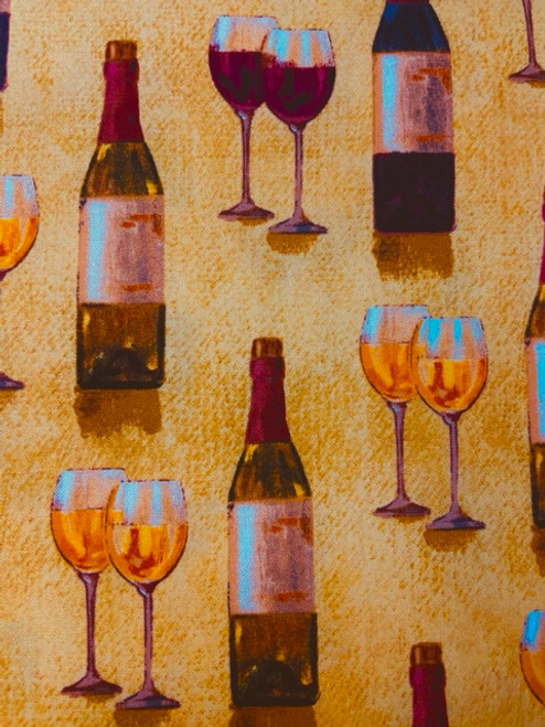 Cotton Fabrics Wine with Glasses (Closeout Item)