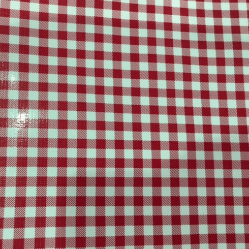 Mini Gingham Red Check Tablecloth Vinyl 54 Inch (Oilcloth) Graham