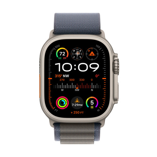 Apple Watch Ultra 2 [GPS + Cellular 49mm] Smartwatch with Rugged Titanium Case & Blue Alpine Loop Small Open Box.