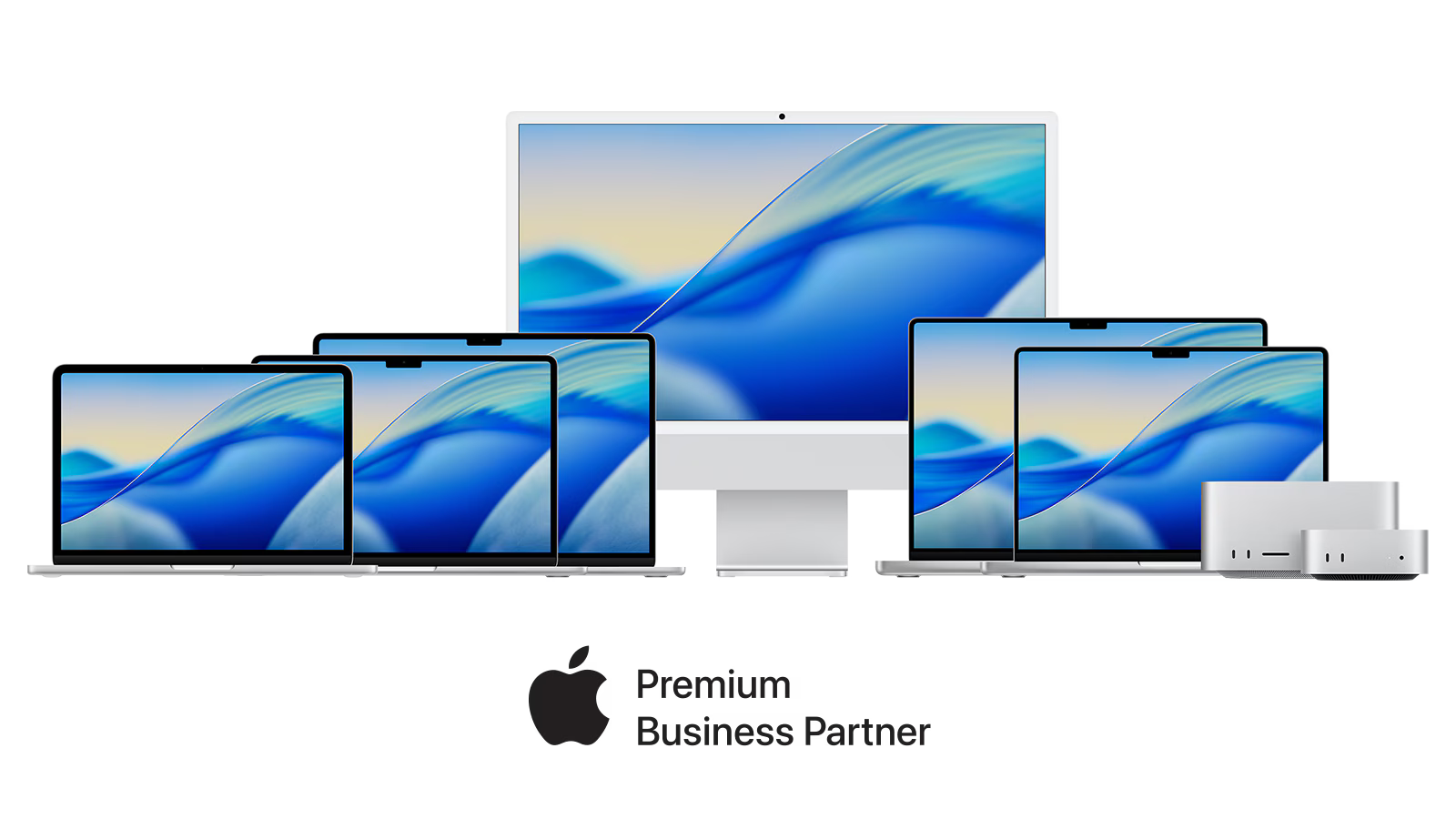 Apple Mac family featuring iMac, MacBook, Mac Studio, and Mac mini