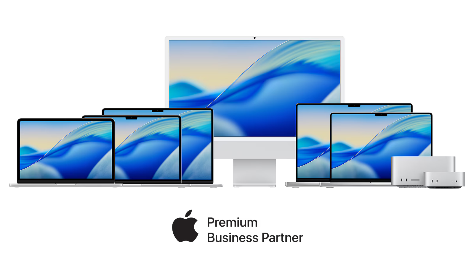Apple Mac family featuring iMac, MacBook, Mac Studio, and Mac mini