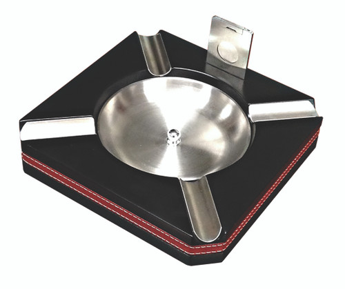 Black Leather Trim Ashtray w/Cutter