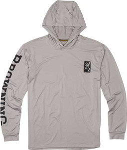 Browning Hooded L-sleeve Tech - T-shirt Light Gray Large Browning Hooded L-sleeve Tech - T-shirt Light Gray Large