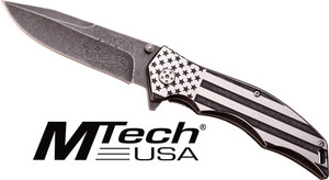 Mc Mtech 3.75" Drop Point - Folder Black/white Flag Ss Mc Mtech 3.75" Drop Point - Folder Black/white Flag Ss