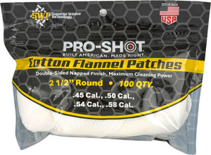 Pro Shot Cleaning Patch Cotton - Flannel .45-.58 2 1/2" 100ct