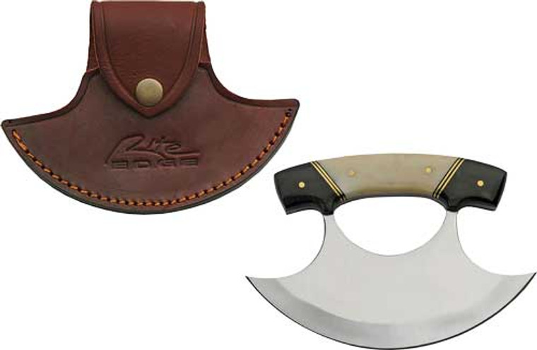 Szco Rite Edge 6" Horn & Bone - Handle Ulu W/leather Sheath