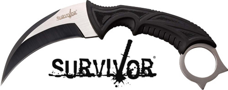 Mc Survivor 4" Hawkbill Blade - W/sheath Black/stonewash