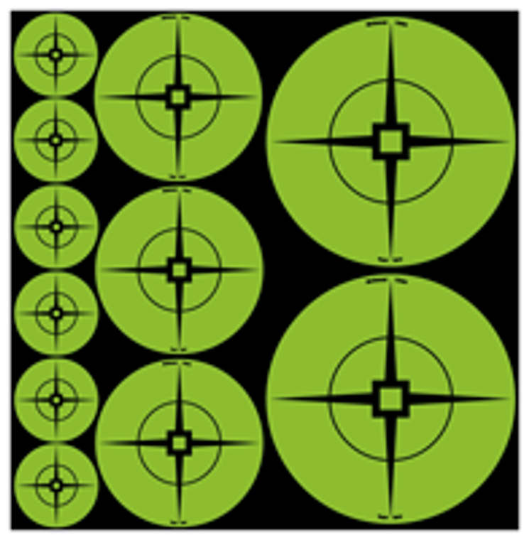 B/c Target Spots Assortment - Green 1"-60/2"-30/3"-20