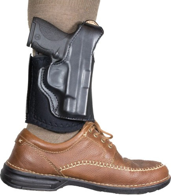 Desantis Diehard Ankle Holster - Rh Leather Fits Glock 43 Black