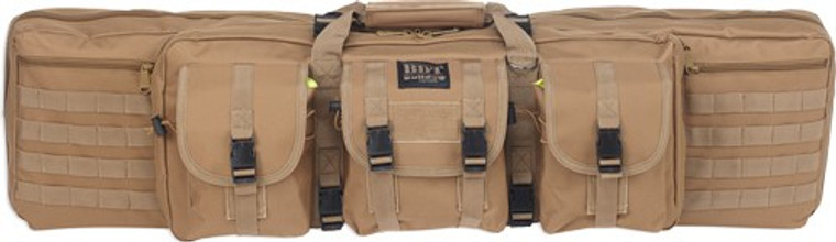 Bulldog 37" 2 Gun Tactical Cse - 3 Large Accessory Pockets Tan