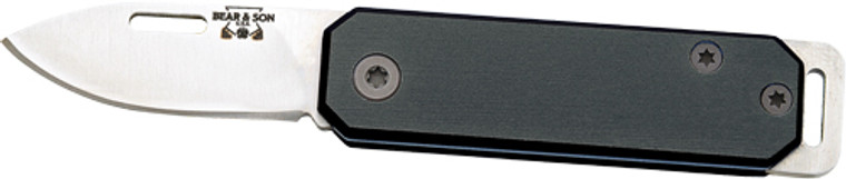 Bear & Son Slip Joint Folder - 1.5" Black/ss Alumimun Handle