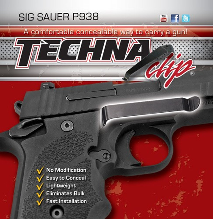 Techna Clip Handgun Retention - Clip Sig P938 Flat Grip Right