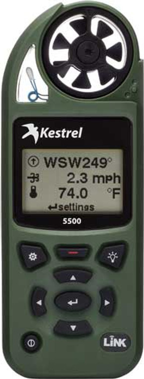 Kestrel 5500 Weather Meter W/ - Link And Vane Mount Olive Drab