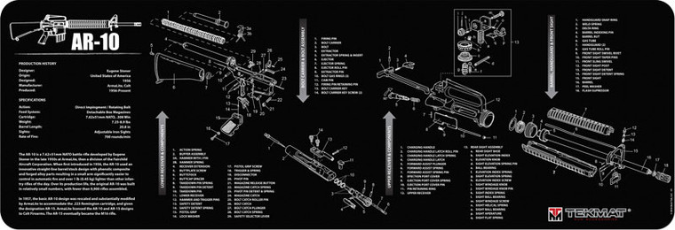 Tekmat Armorers Bench Mat - 12"x36" Ar-10 Black