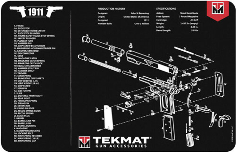 Tekmat Armorers Bench Mat - 11"x17" 1911 Pistol