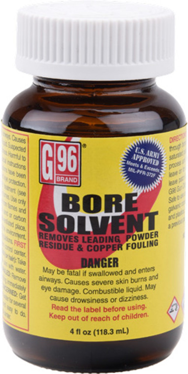 G96 Military Grade Bore - Solvent 4oz. Amber Glass Jar