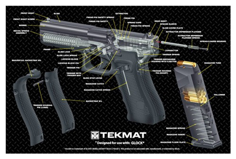 Tekmat Armorers Bench Mat - 11"x17" For Glock 17 G4 Cut!